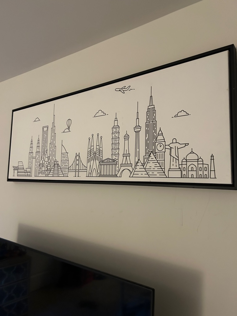 LA Pop Art Black and White World Skyline Print